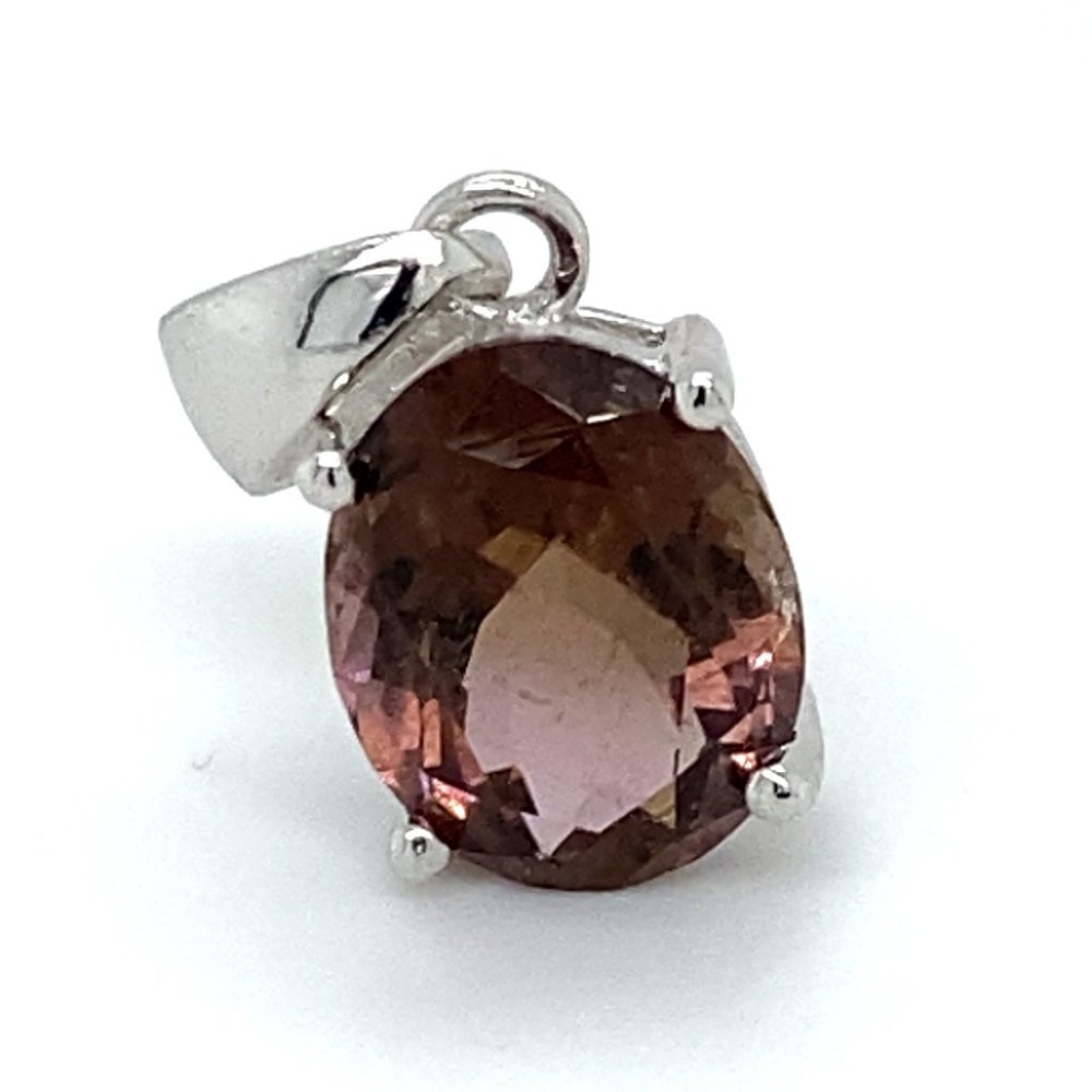 Tourmaline 3.20ct Platinum Solid Silver Pendant